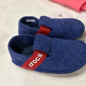 CROCS Kids Blue Slippers with Red Strap